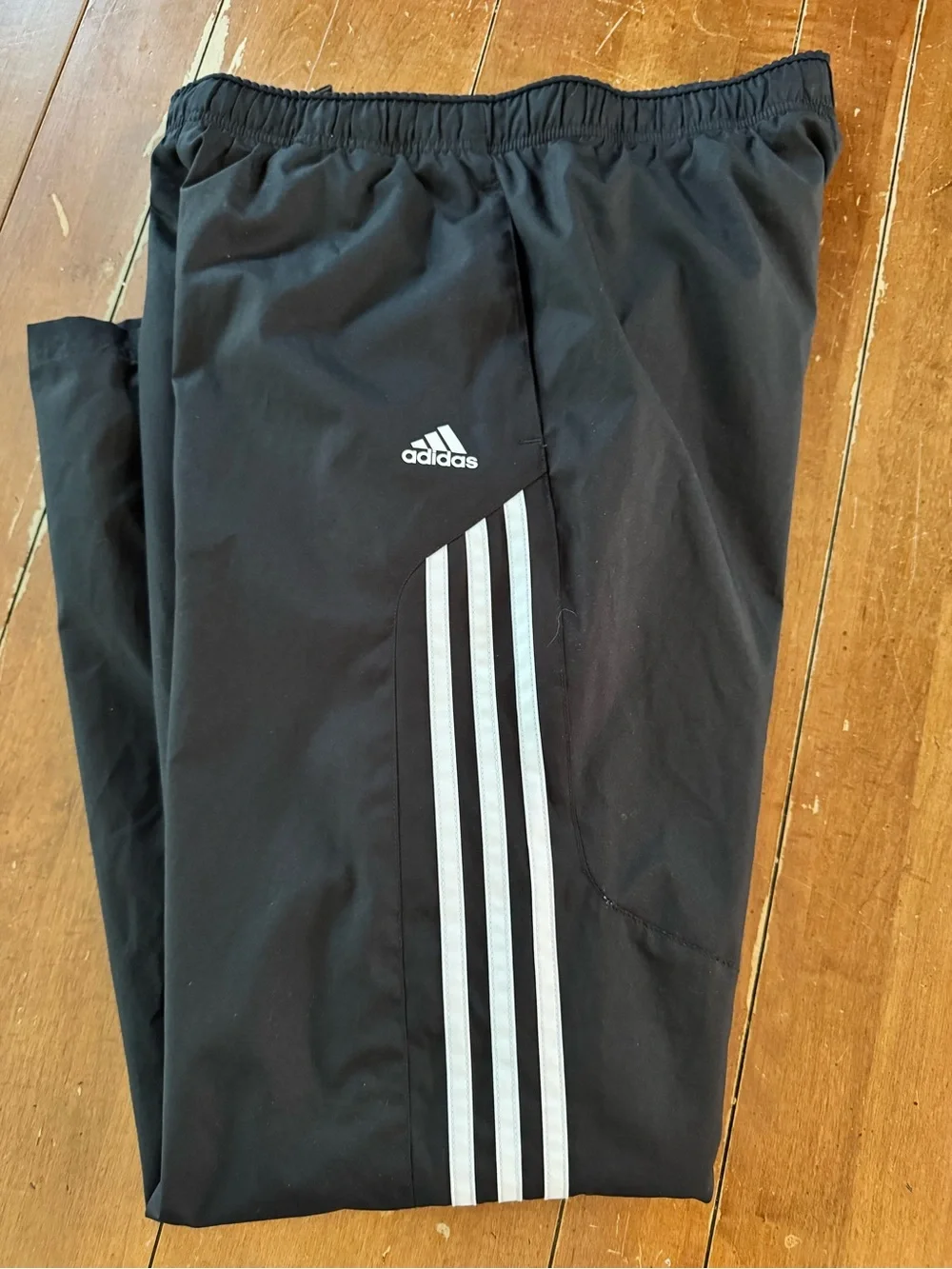 Adidas Men's Black Windbreaker Track Pants 3-Stripe Retro Streetwear 2010, S